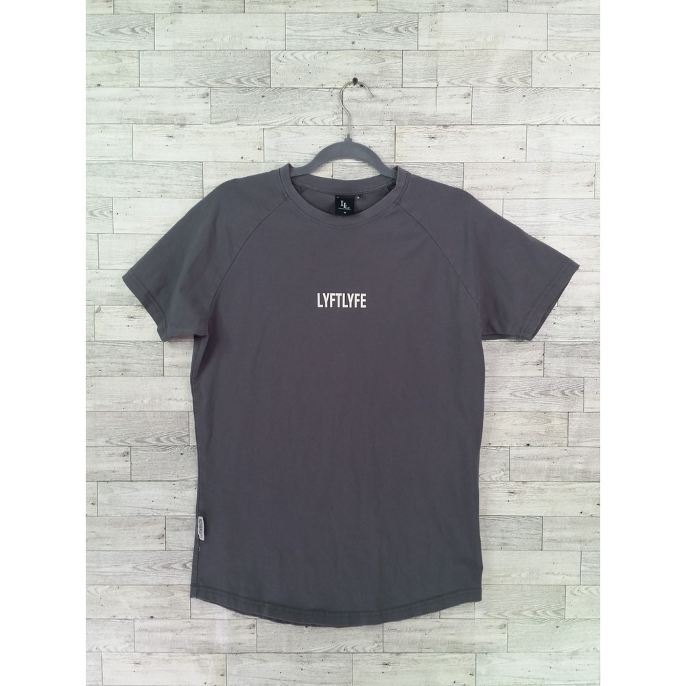 Men's Lyftlyfe Shirt Cement Gray Contour Tee Muscle Performance Gym Size M